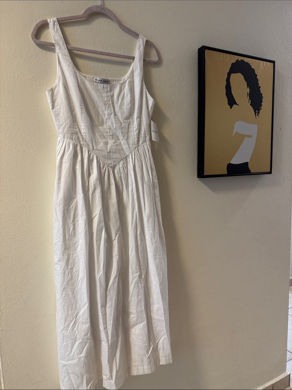 Ellen Tracy White Cotton Sundress with Scoop Neck